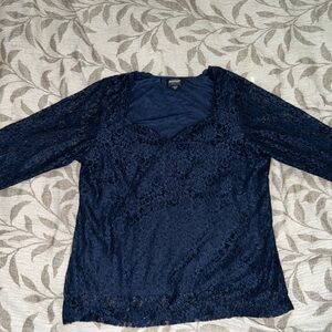 Avenue stretch lace 3/4 sleeve blouse